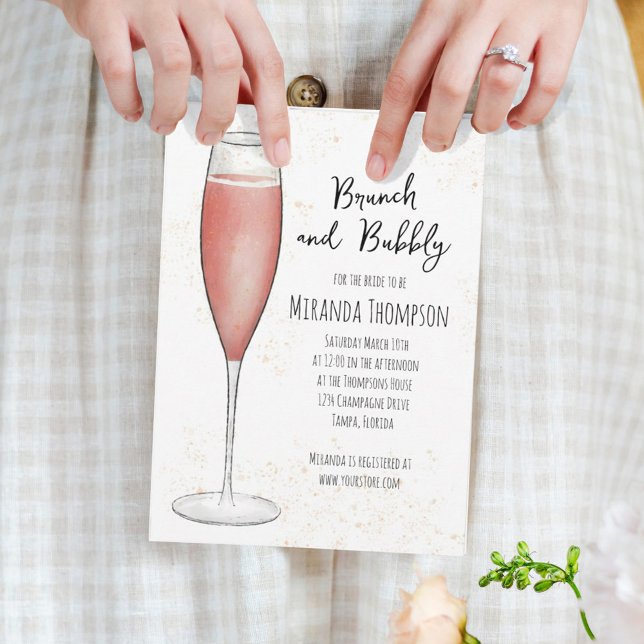 Pink Brunch and Bubbly Champagne Bridal Shower Invitation (Creator Uploaded)