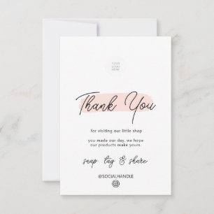 Pink Brush Stroke Thank You For Shopping Card