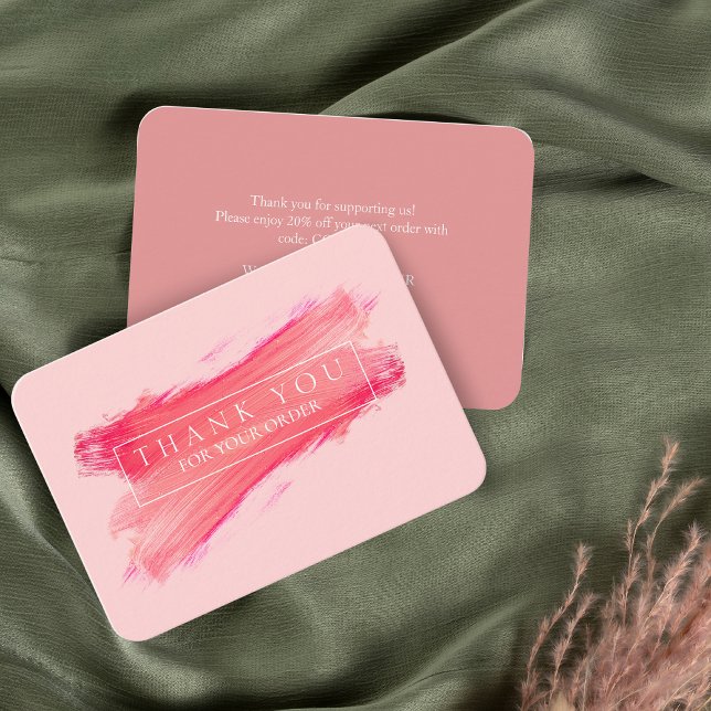 PINK Brush Thank You & Discount Business Card (Creator Uploaded)