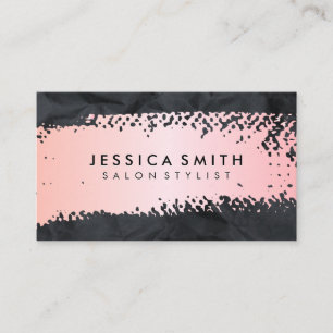 Pink Brushed   Black Crumpled Texture Business Card
