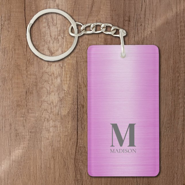 Pink Brushed Metallic Personalised Key Ring (Creator Uploaded)