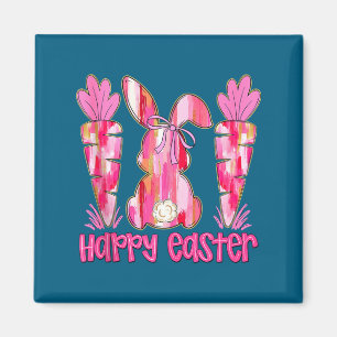 Pink brushstroke bunny carrot happy easter tank magnet