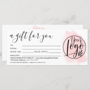 Pink brushstroke gift certificate logo