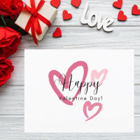 Pink Brushstroke Hearts Valentine's Day