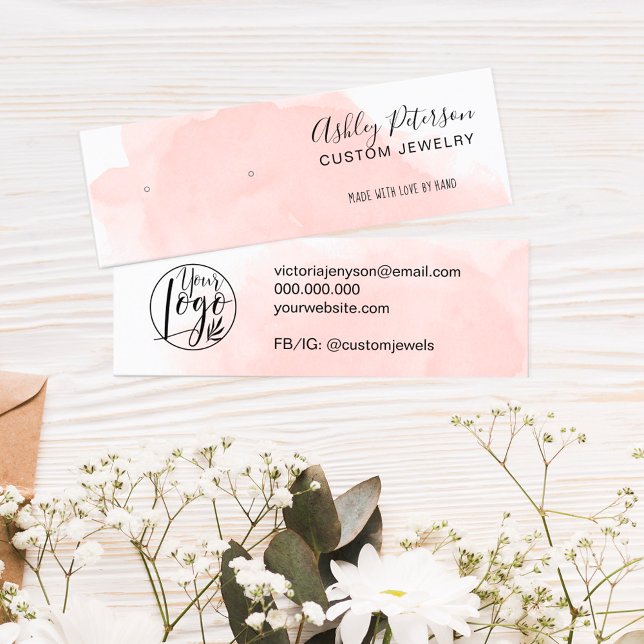 Pink brushstroke jewellery earring display  mini business card (Creator Uploaded)