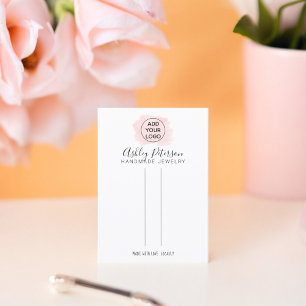 Pink brushstroke logo  jewellery hair clip display business card