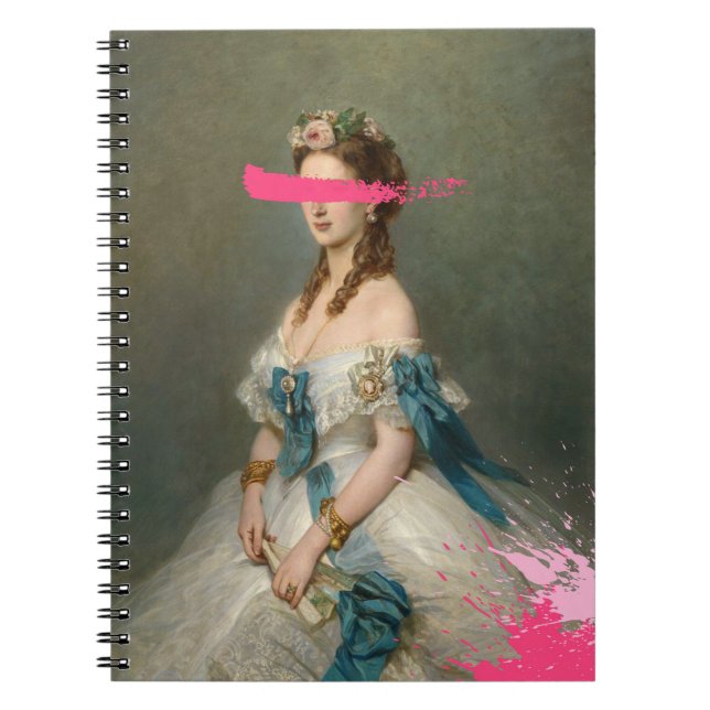 Pink Brushstroke Vintage Portrait Notebook (Front)