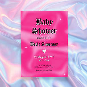 Pink Brushstrokes y2k retro baby shower Invitation