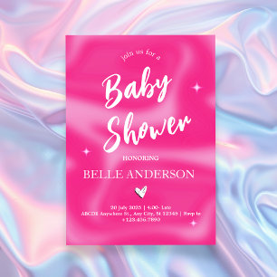 Pink Brushstrokes y2k retro Baby Shower Invitation
