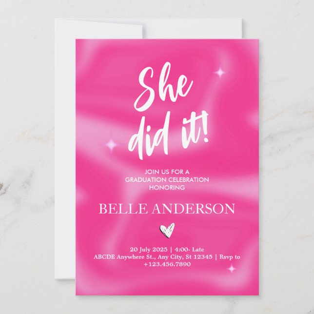 Pink Brushstrokes y2k retro Graduation  Invitation (Front)