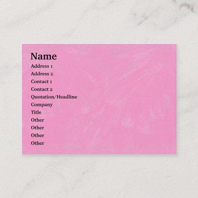 Pink Brushy Texture - Customised Business Card (Front)