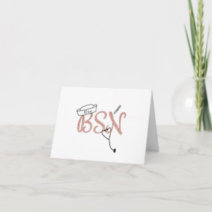 Pink BSN graduation thank you photo + message Card