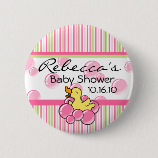 Pink Bubble Ducky Baby Shower Buttons