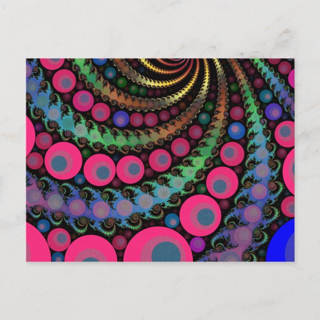 Pink Bubble Fractal Mosaic Postcard (Front)