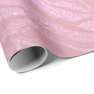 Pink Bubble Gum Blush Molten Marble Glass Abstract Wrapping Paper
