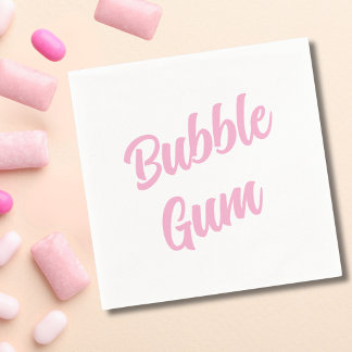 Pink Bubble Gum Simple Typography Birthday Party Napkin