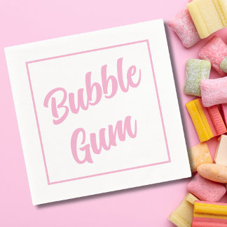 Pink Bubble Gum Simple Typography Birthday Party Napkin