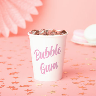 Pink Bubble Gum Simple Typography Birthday Party Paper Cups