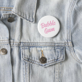 Pink Bubble Gum Simple Typography Fun Whimsical  6 Cm Round Badge