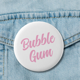 Pink Bubble Gum Simple Typography Fun Whimsical  6 Cm Round Badge