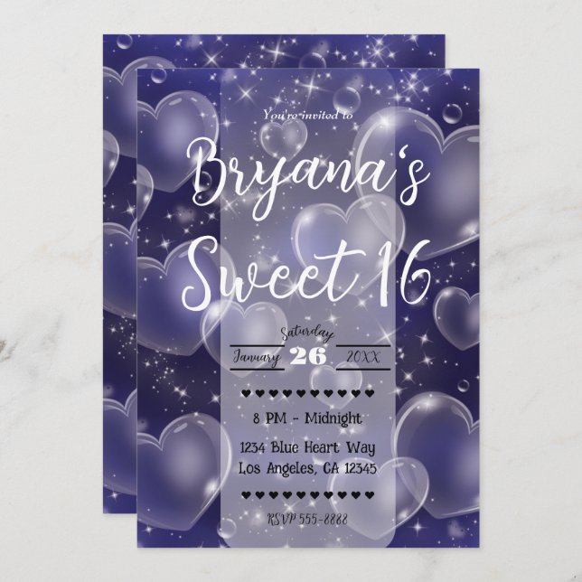 Pink Bubble Hearts Cute Girly 90's Birthday Party Invitation (Front/Back)