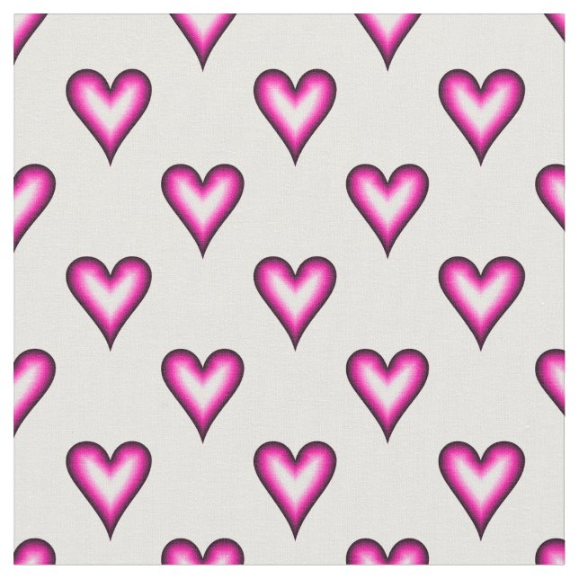 Pink Bubble Hearts on White Fabric (Close Up)