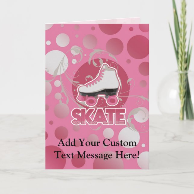 Pink Bubble Swirl Roller Skate, Skating Card (Front)