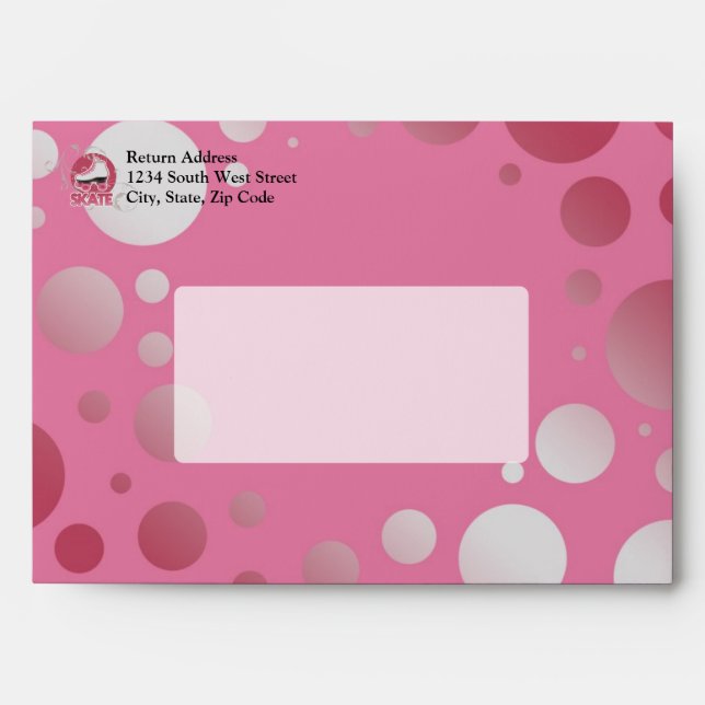 Pink Bubble Swirl Roller Skate, Skating Envelopes (Front)