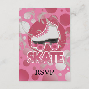 Pink Bubble Swirl Roller Skate, Skating RSVP Card