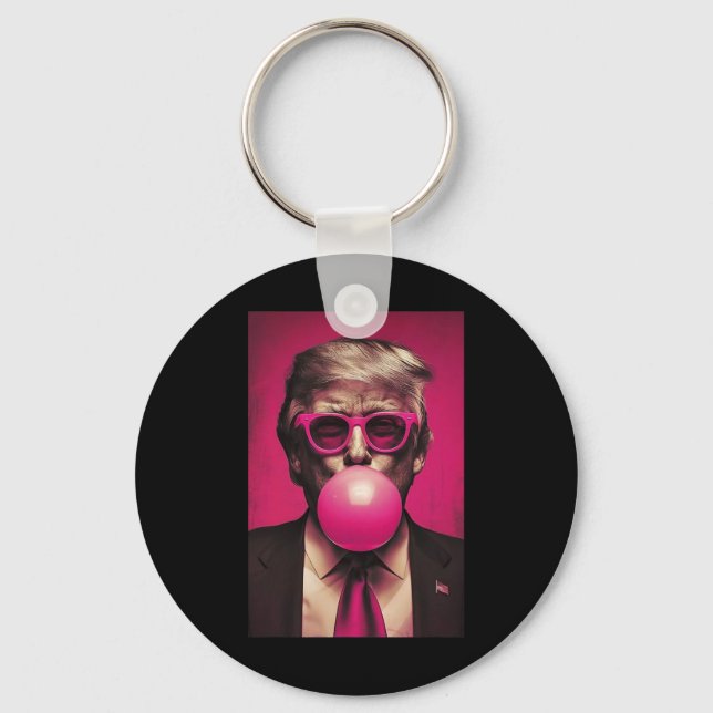 Pink Bubblegum Graphic  Key Ring (Front)