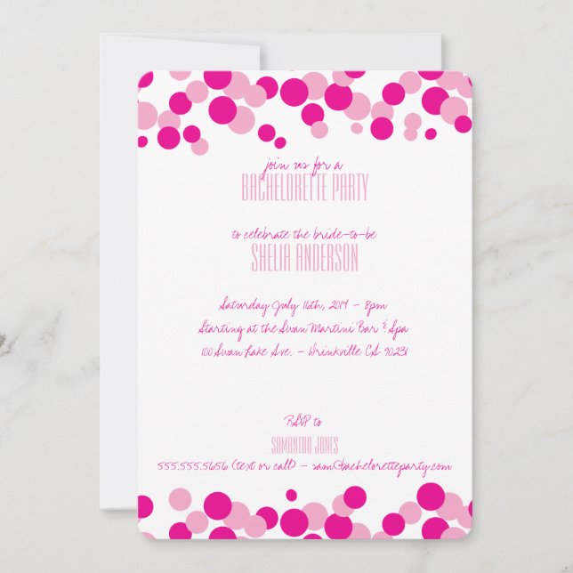 Pink Bubbles Bachelorette Party Invitations (Front)