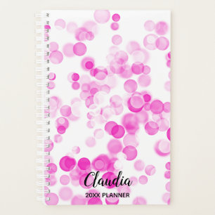 Pink Bubbles  Bokeh Effect Dots   Personalised Planner