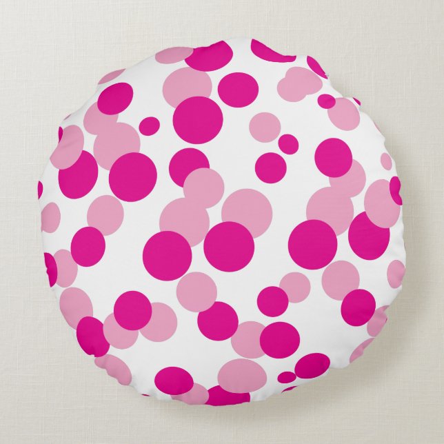 Pink Bubbles Confetti Pattern Round Pillow (Back)