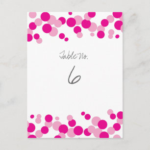 Pink Bubbles Confetti Table Number Cards