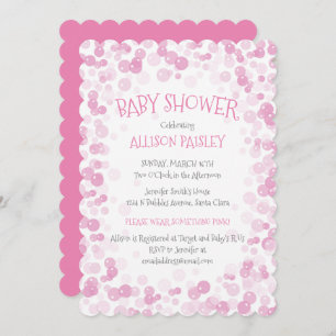 Pink Bubbles Girl Baby Shower Invitation