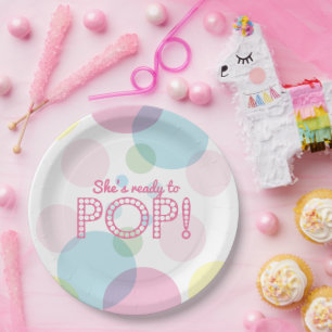 Pink Bubbles Ready to Pop Baby Shower Paper Plates