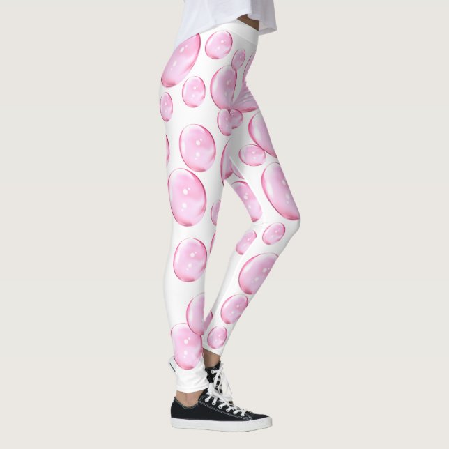 Pink Bubbles White Leggings (Right)