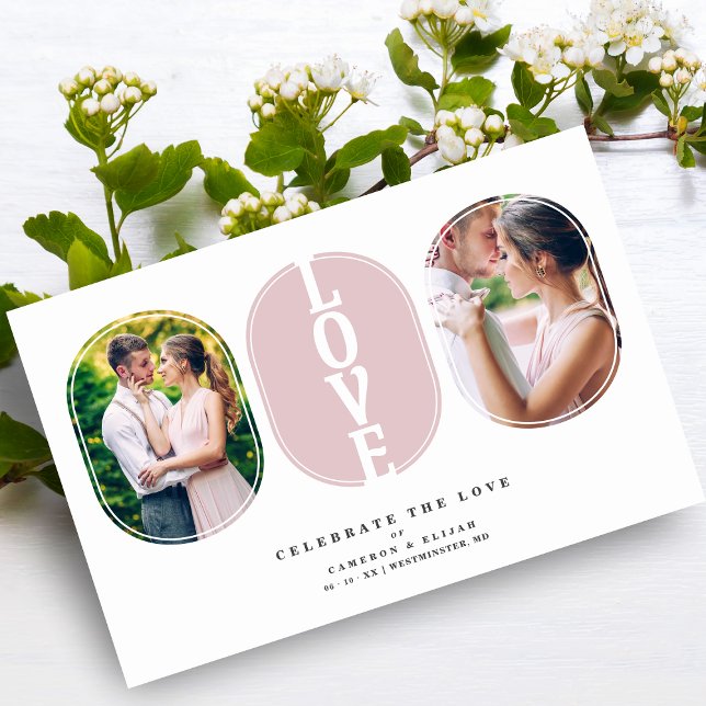 Pink Budget Love Quote Wedding 2 Photos Collage (Creator Uploaded)