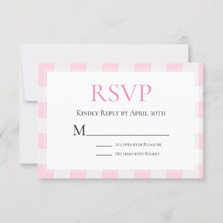 Pink Buffalo Check Wedding RSVP Card