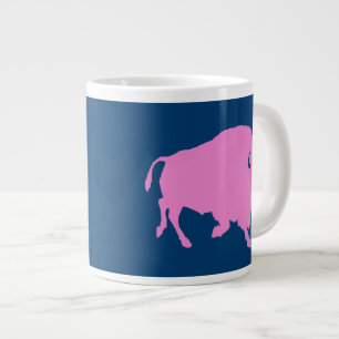 Pink buffalo logo with shop url large coffee mug