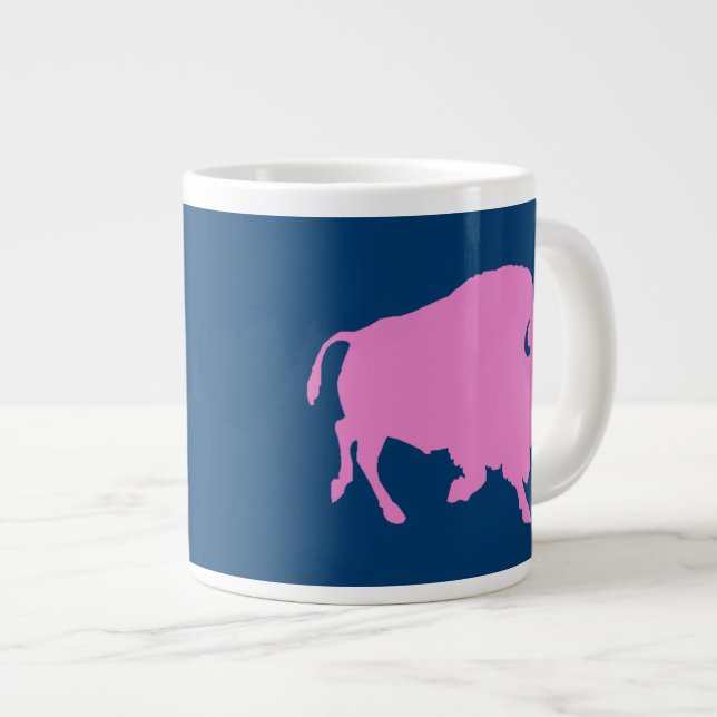 Pink buffalo logo with shop url large coffee mug (Front Right)