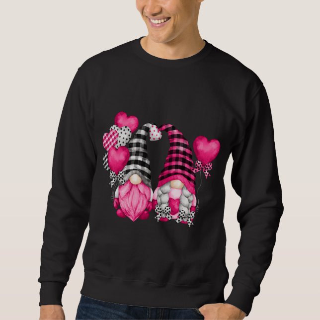 Pink Buffalo Plaid And Heart Balloons - Valentines Sweatshirt (Front)