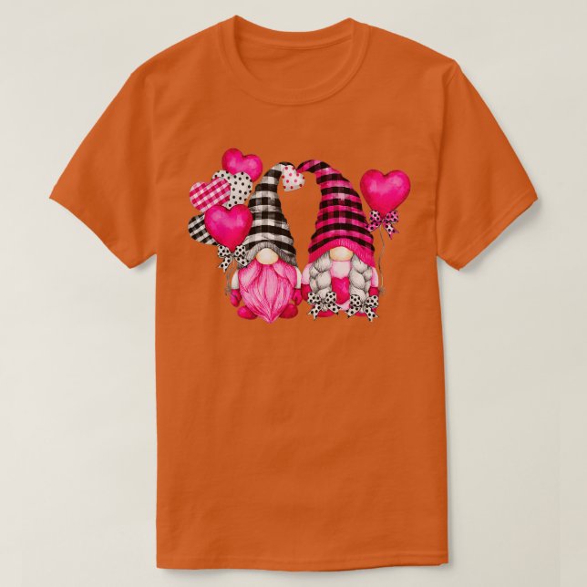 Pink Buffalo Plaid And Heart Balloons - Valentines T-Shirt (Design Front)