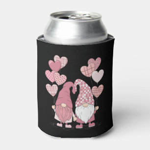 Pink Buffalo Plaid Heart Gnomes Valentine's Day  Can Cooler