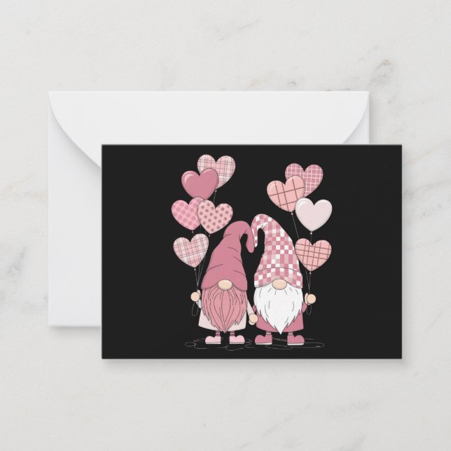 Pink Buffalo Plaid Heart Gnomes Valentine's Day  Card (Front)