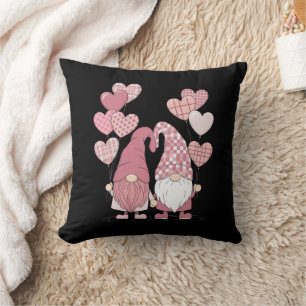 Pink Buffalo Plaid Heart Gnomes Valentine's Day Cushion