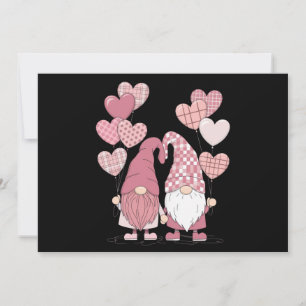 Pink Buffalo Plaid Heart Gnomes Valentine's Day  Holiday Card