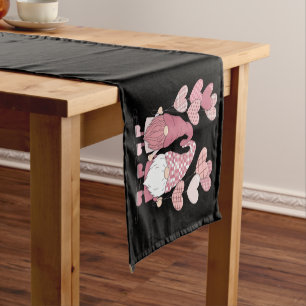 Pink Buffalo Plaid Heart Gnomes Valentine's Day  Short Table Runner