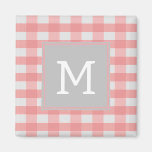 Pink Buffalo Plaid Monogram Magnet