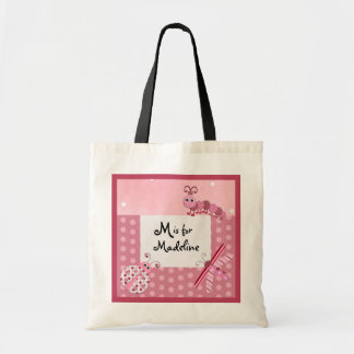 Pink Bugs Monogram Name Bag